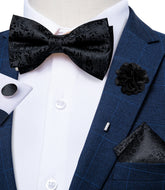 Gravata Borboleta Paisley com Lenço e Abotoaduras