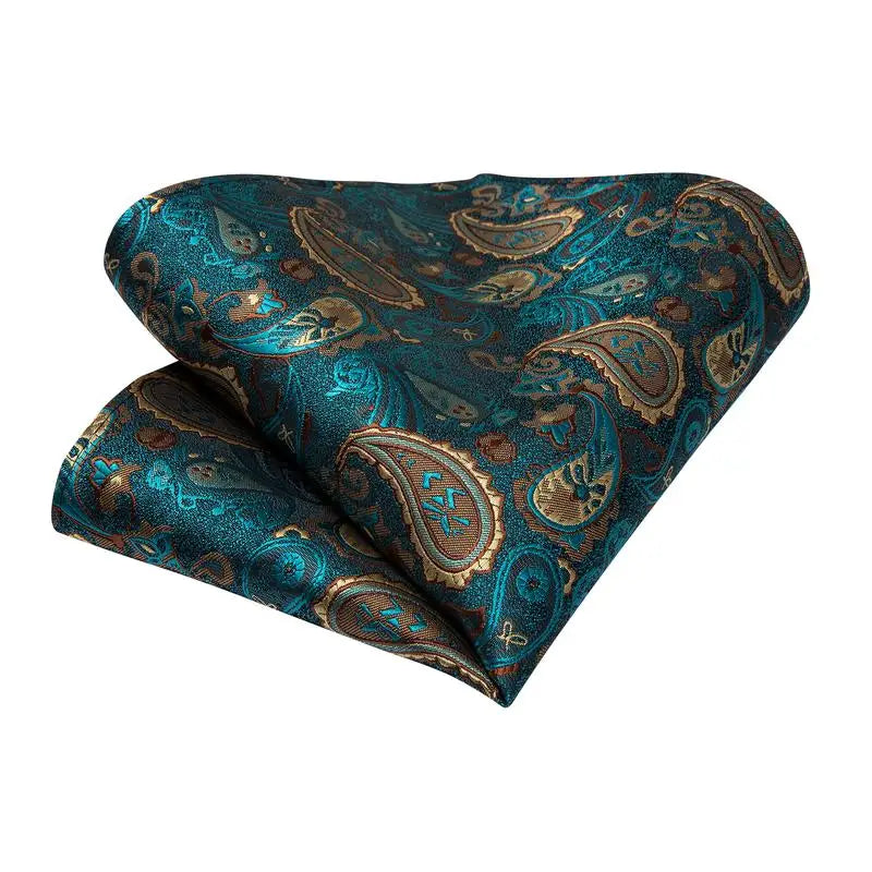 Gravata Paisley Premium em Seda com Lenço Combinando