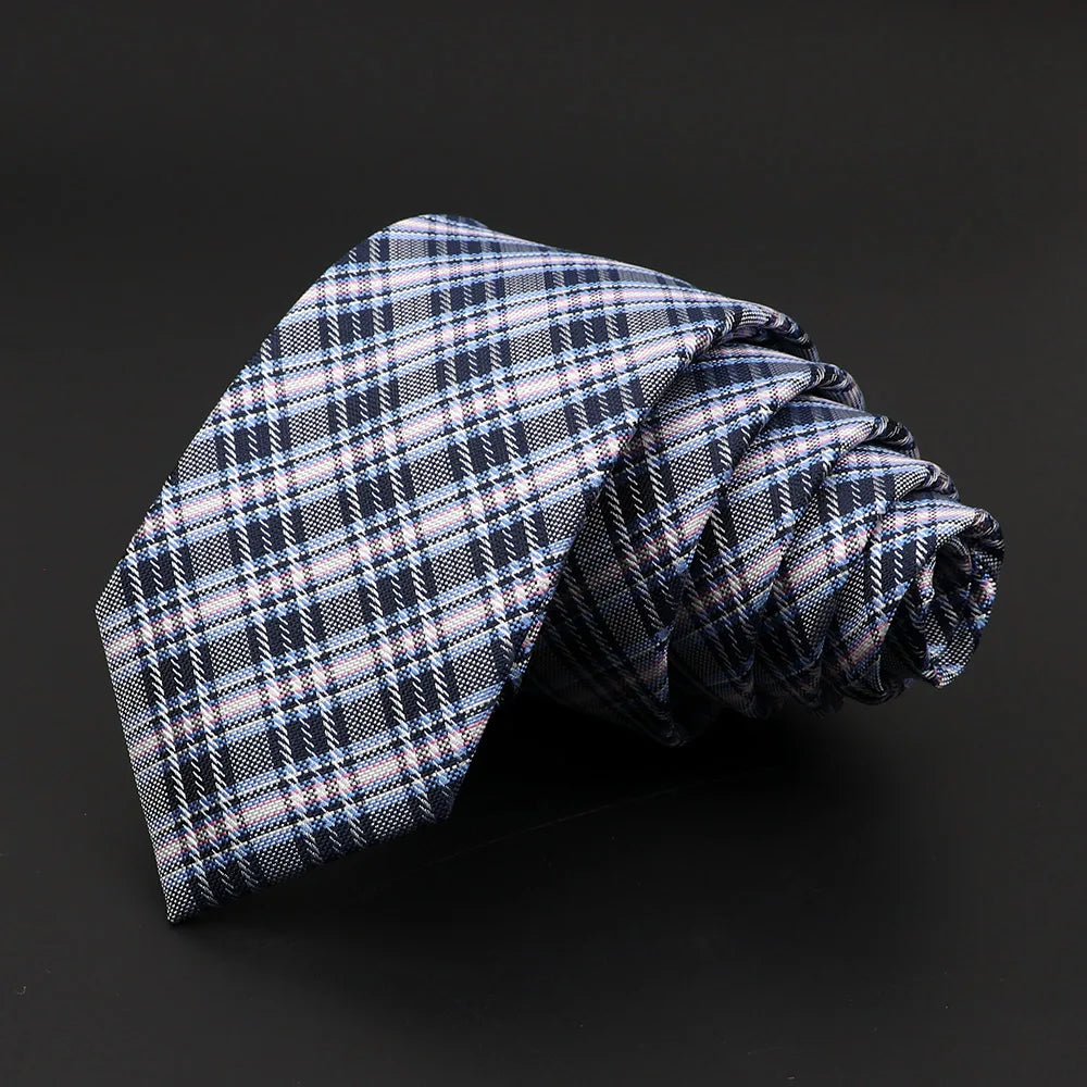 Gravata Xadrez Azul Claro e Cinza SK018