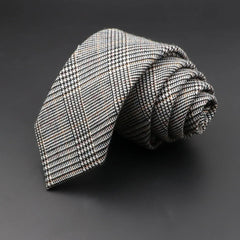 Gravata de Algodão Xadrez Tweed Cinza