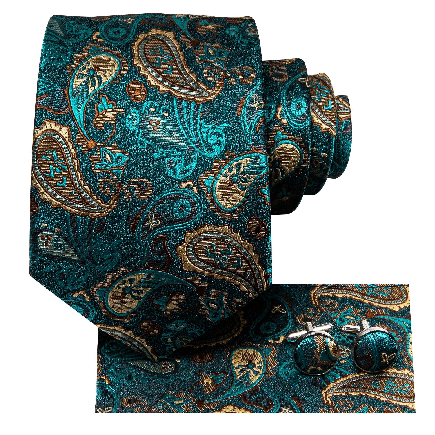 Gravata Paisley Premium em Seda com Lenço Combinando