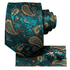 Gravata Paisley Premium em Seda com Lenço Combinando