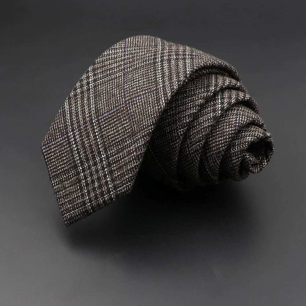 Gravata de Algodão Xadrez Tweed Marrom