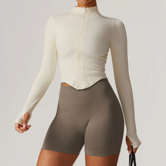 Blusa Fitness com Zíper Frontal e Manga Longa