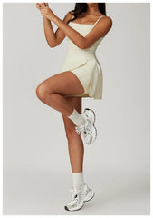 Vestido Fitness com Alças Finas e Decote Reto