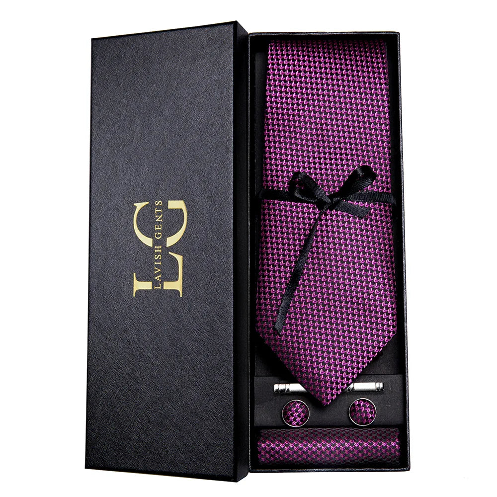 Conjunto de Gravata e Lenço Texturizada Roxo Vinho