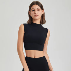 Cropped Fitness Regata Canelado – Gola Alta e Cintura Marcada