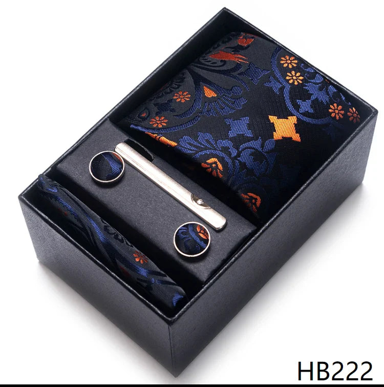 Conjunto Gravata Floral Marinho Laranja Sparka