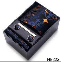 Conjunto Gravata Floral Marinho Laranja Sparka