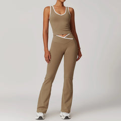 Conjunto Fitness com Top Nadador e Short ou Calça Flare
