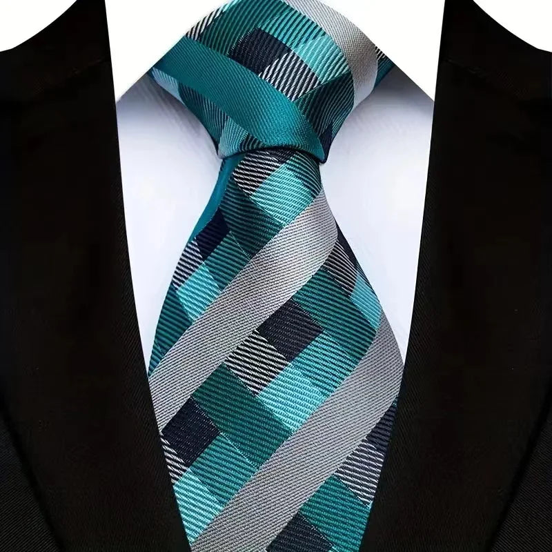 Gravata Masculina com Design Floral e Geométrico