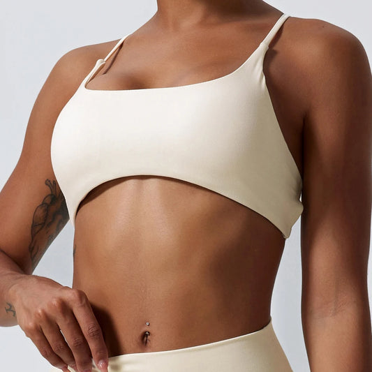 Top Fitness com Amarração Cruzada e Alças Finas