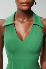 Blusa Fitness Gola Polo com Recorte Nadador