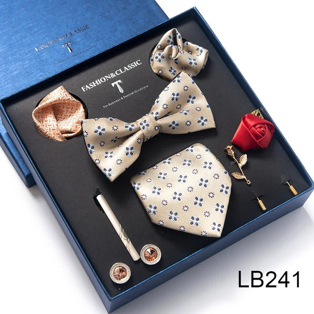 Gravata Borboleta Paisley com Broche e Abotoaduras