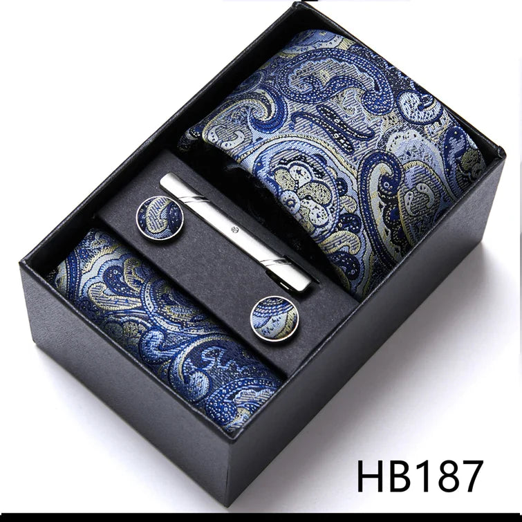 Conjunto de Gravata Paisley Azul Claro
