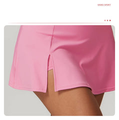 Conjunto Fitness Feminino com Top Ombro Só e Saia com Shorts