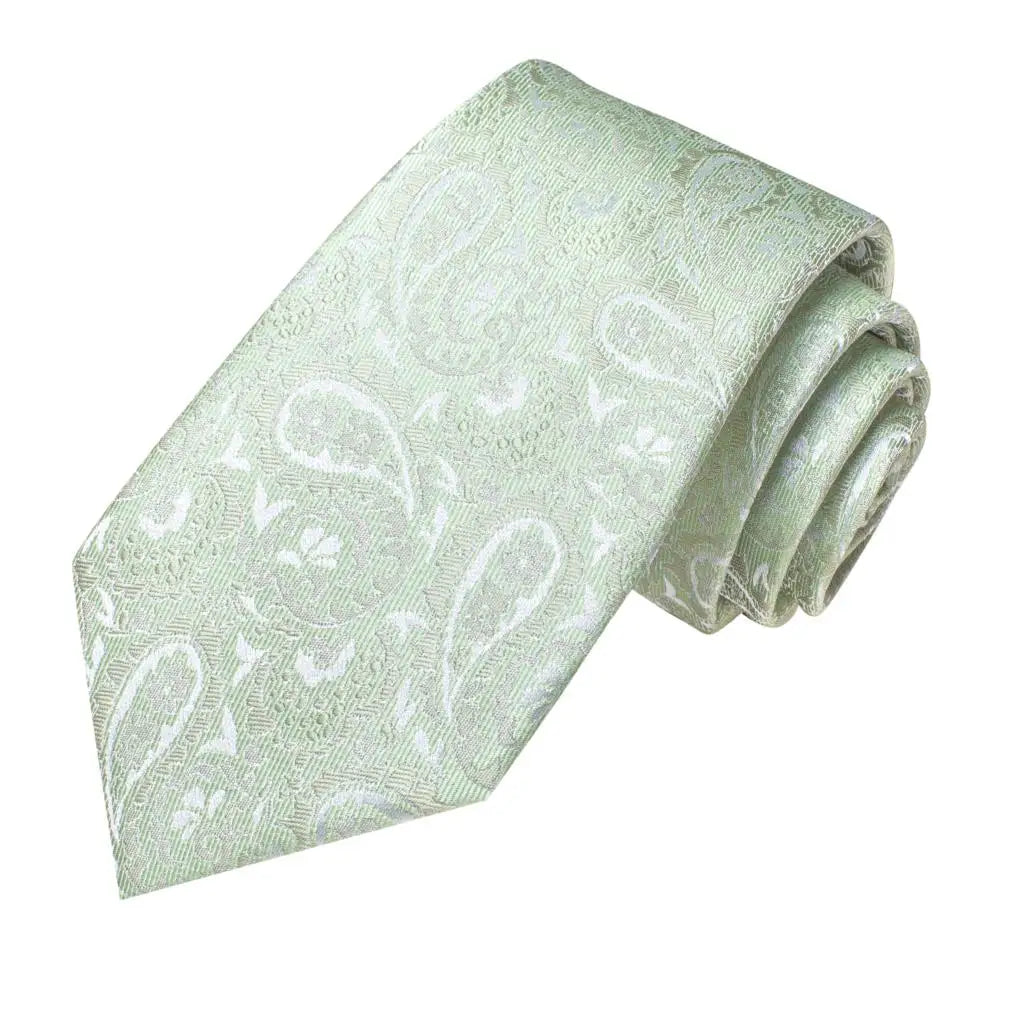 Gravata de Seda com Estampa Paisley Verde