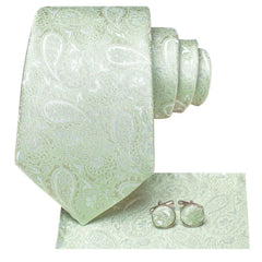 Gravata de Seda com Estampa Paisley Verde