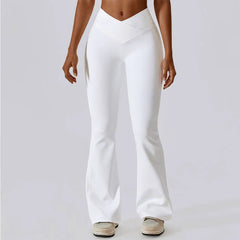 Calça Flare Fitness com Cintura Alta em V