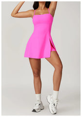 Vestido Fitness com Alças Finas e Decote Reto