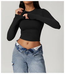Blusa Feminina Manga Longa com Cintura Justa