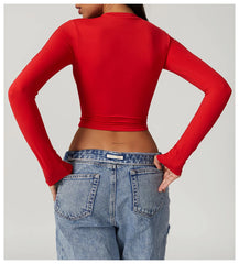 Blusa Feminina Manga Longa com Cintura Justa