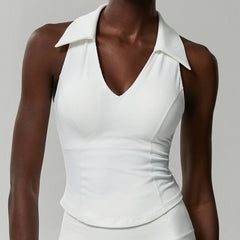 Blusa Fitness Gola Polo com Recorte Nadador