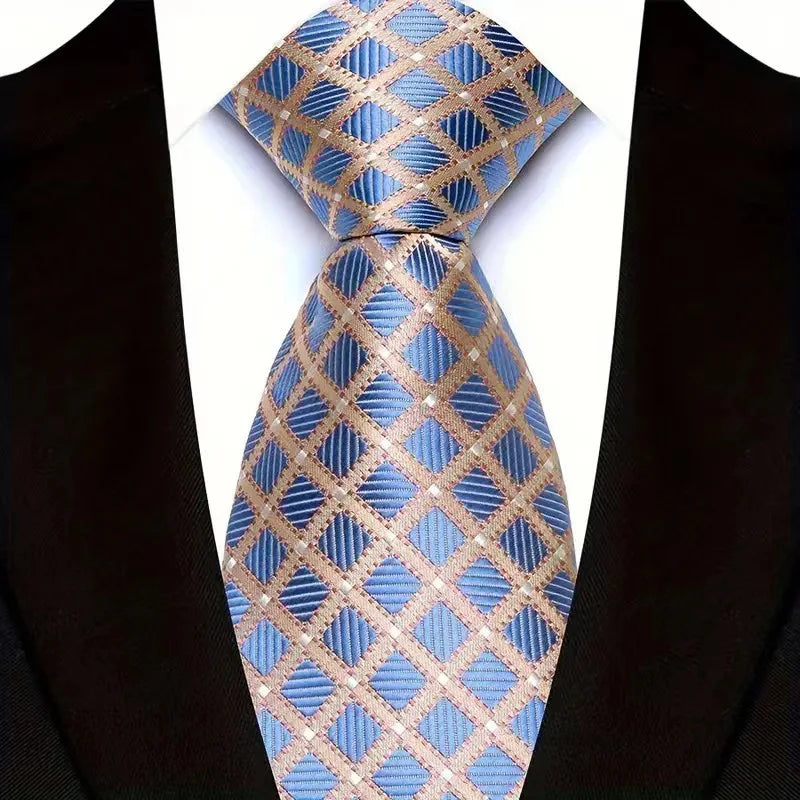 Gravata Masculina com Design Floral e Geométrico