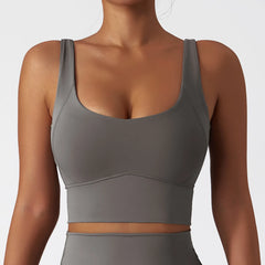 Top Fitness com Alças Largas e Decote Quadrado