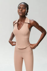 Blusa Fitness Gola Polo com Recorte Nadador