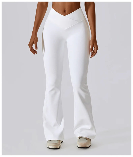 Calça Flare Fitness com Cintura Alta em V