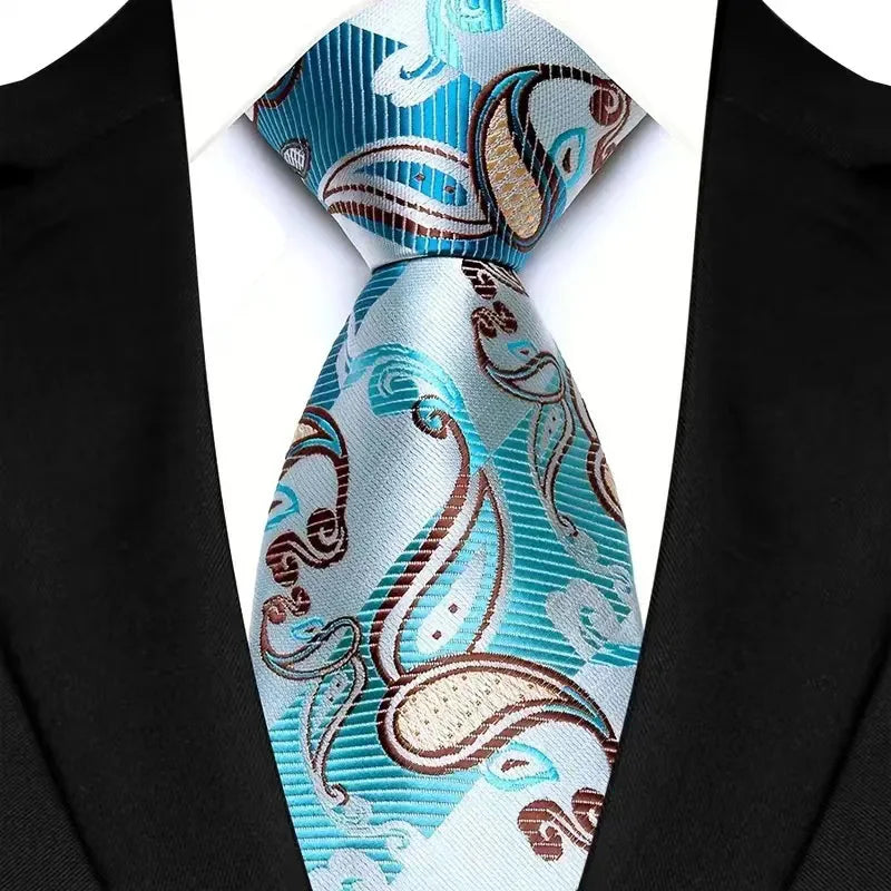 Gravata Masculina com Design Floral e Geométrico
