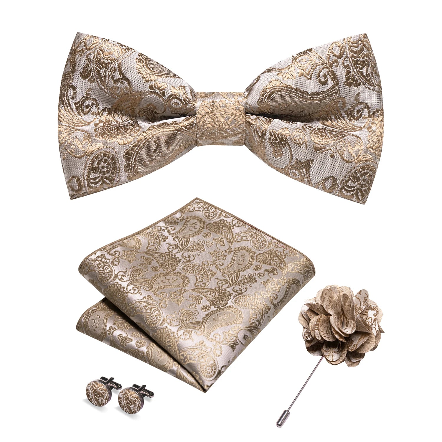 Gravata Borboleta Paisley com Broche + Lenço de Bolso