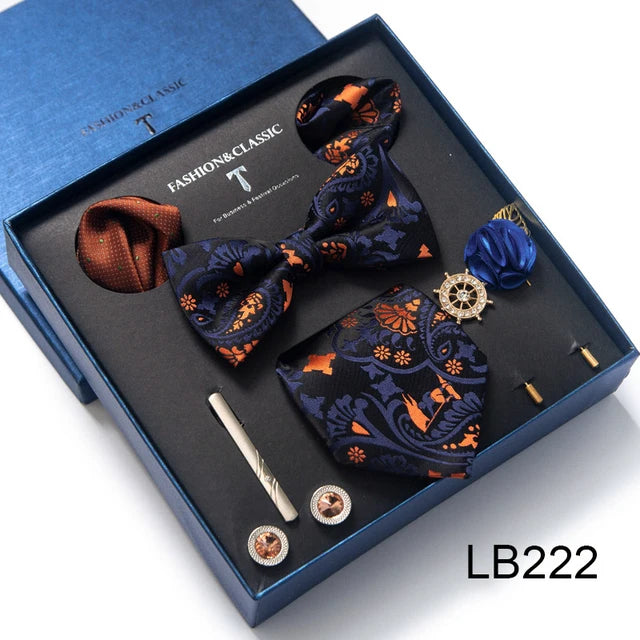 Gravata Borboleta Paisley com Broche e Abotoaduras