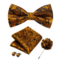 Gravata Borboleta Paisley com Broche + Lenço de Bolso