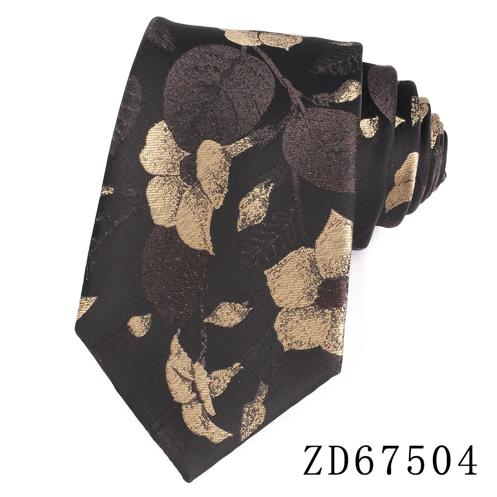 Gravata Slim Floral Marrom Clássica para Casamento