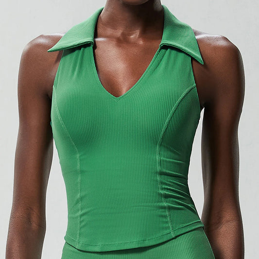 Blusa Fitness Gola Polo com Recorte Nadador