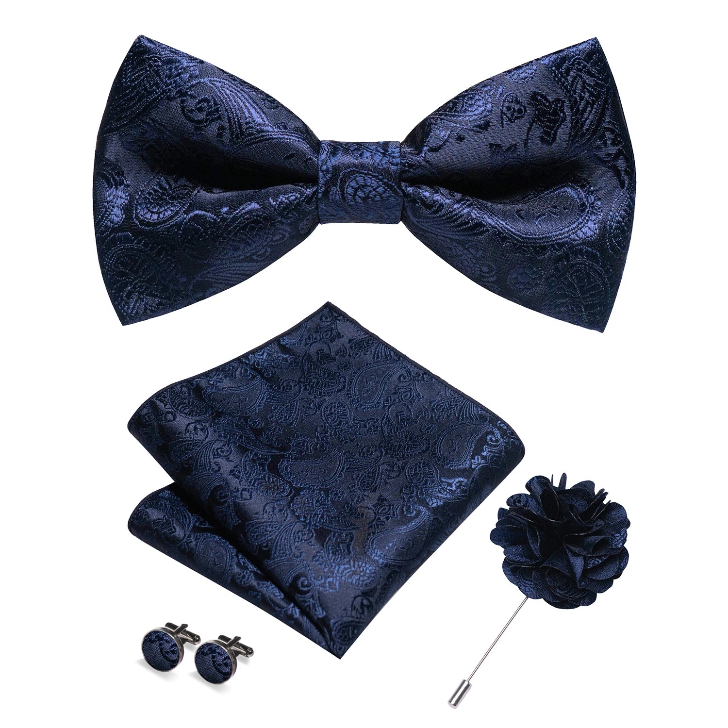 Gravata Borboleta Paisley com Broche + Lenço de Bolso