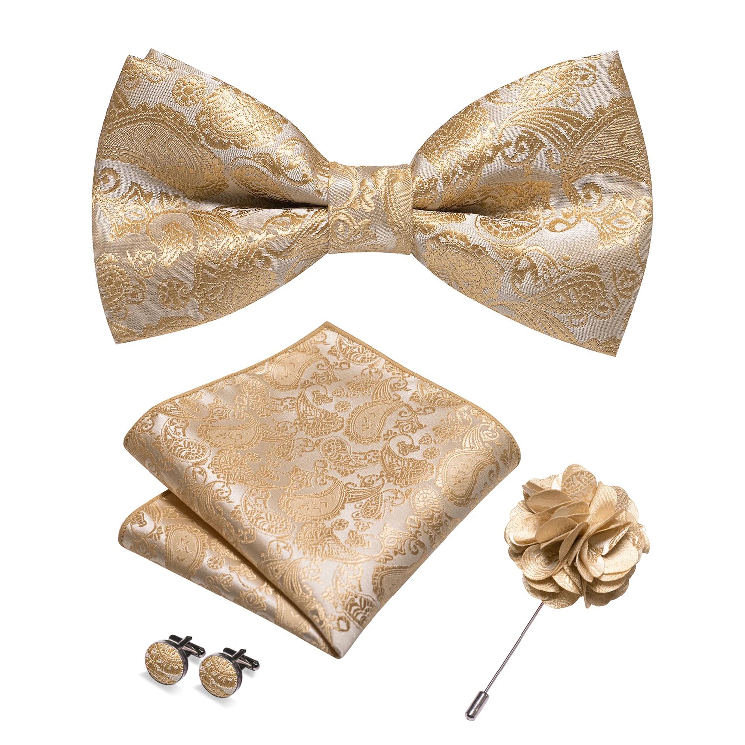 Gravata Borboleta Paisley com Broche + Lenço de Bolso