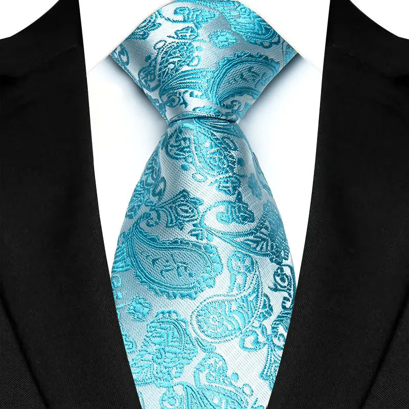 Gravata Masculina com Design Floral e Geométrico