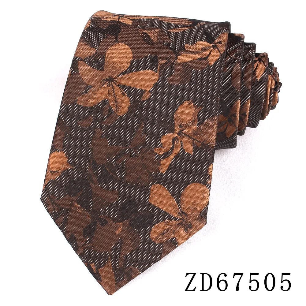 Gravata Slim Floral Marrom Clássica para Casamento