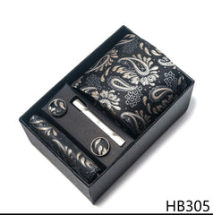 Conjunto Gravata Paisley Preto Sparka