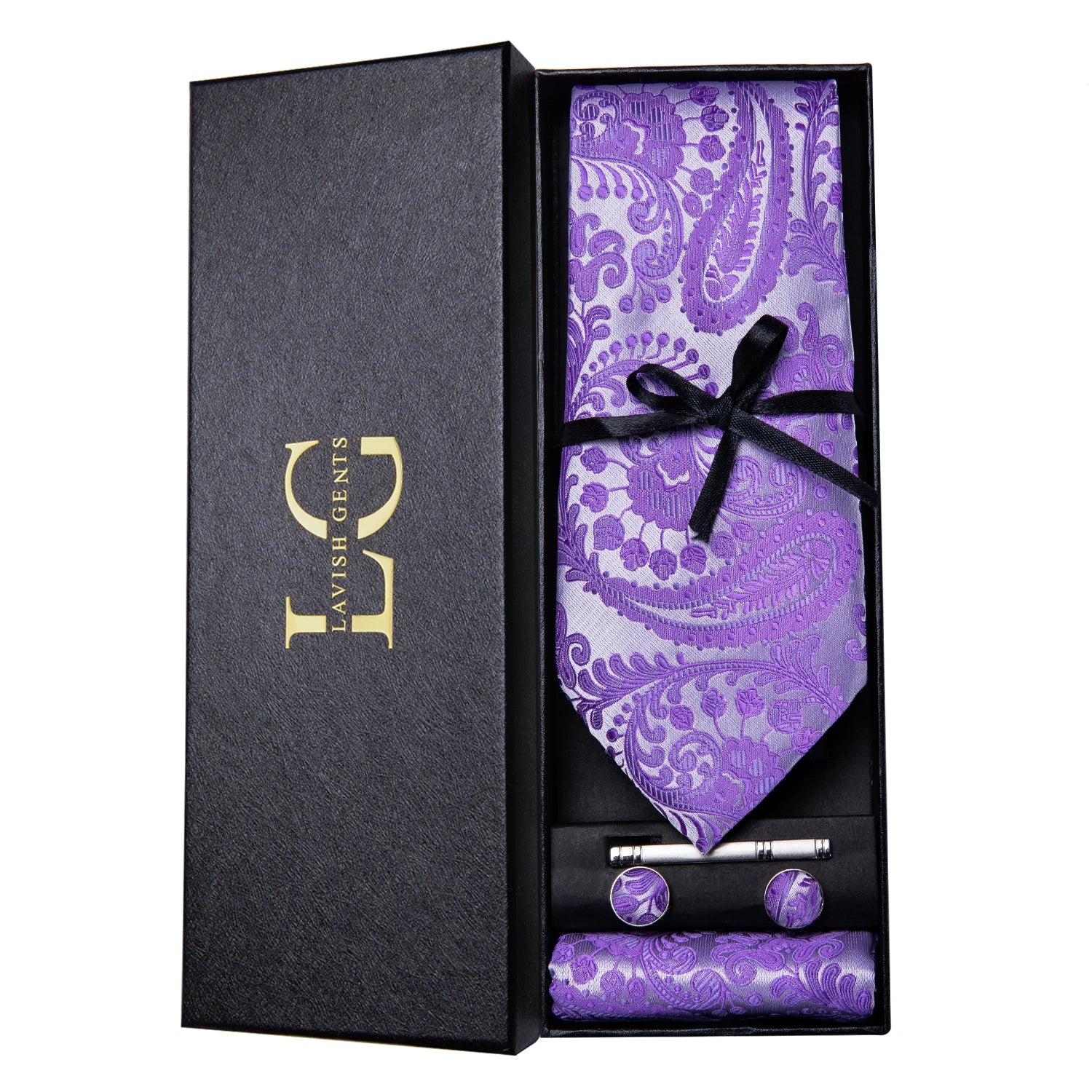 Gravata Paisley Premium em Seda com Lenço Combinando