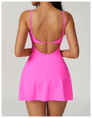 Vestido Fitness com Alças Finas e Decote Reto