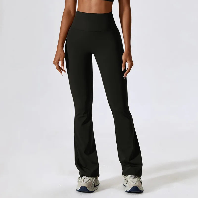 Calça Fitness Flare com Cós Alto e Recorte Estratégico