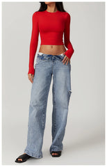 Blusa Feminina Manga Longa com Cintura Justa