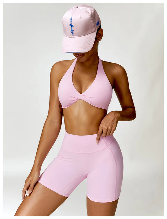 Conjunto Fitness com Top de Um Ombro e Short Cintura Alta