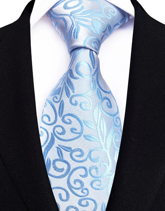 Gravata Masculina com Design Floral e Geométrico