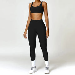 Conjunto Fitness com Cropped Manga Longa e Legging