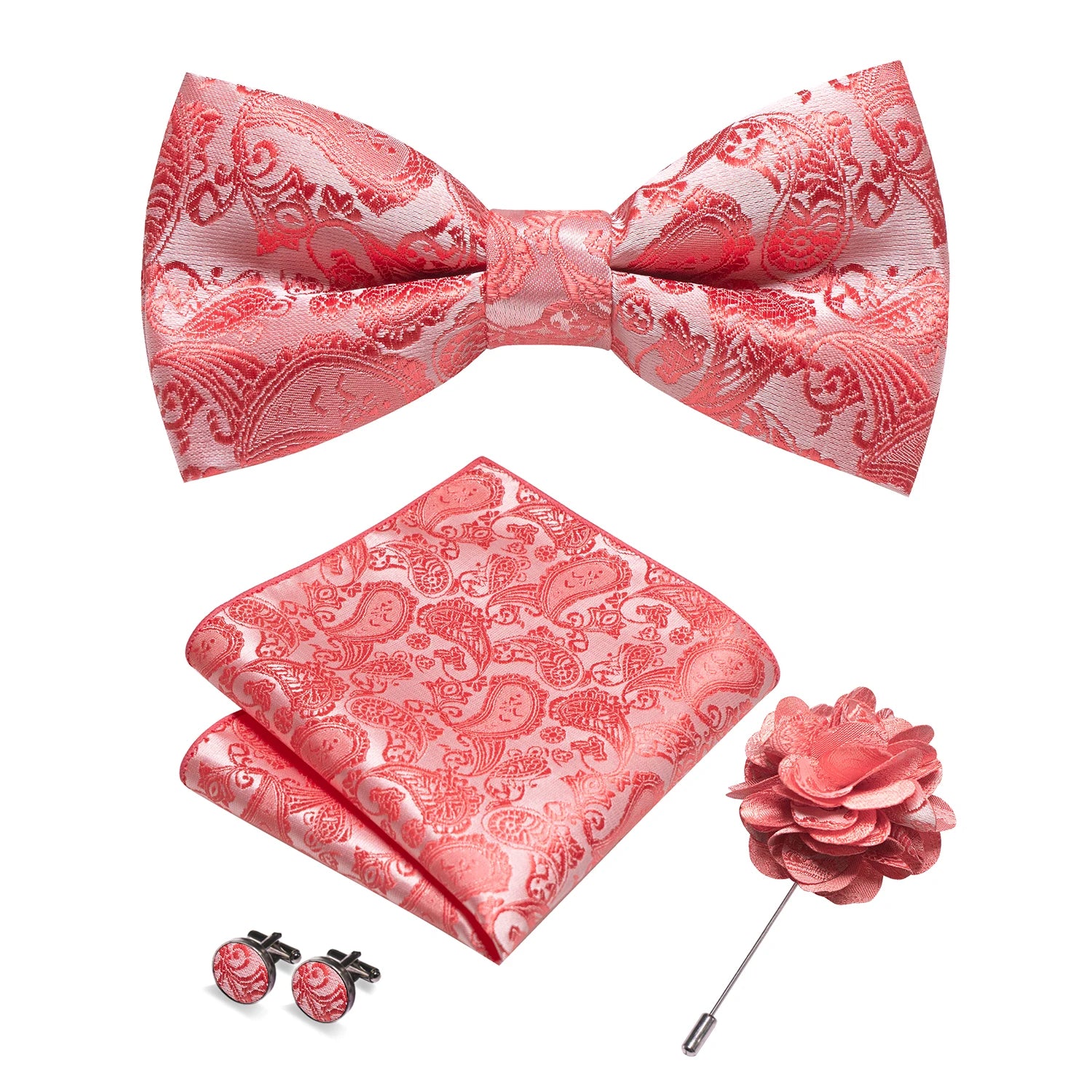Gravata Borboleta Paisley com Broche + Lenço de Bolso